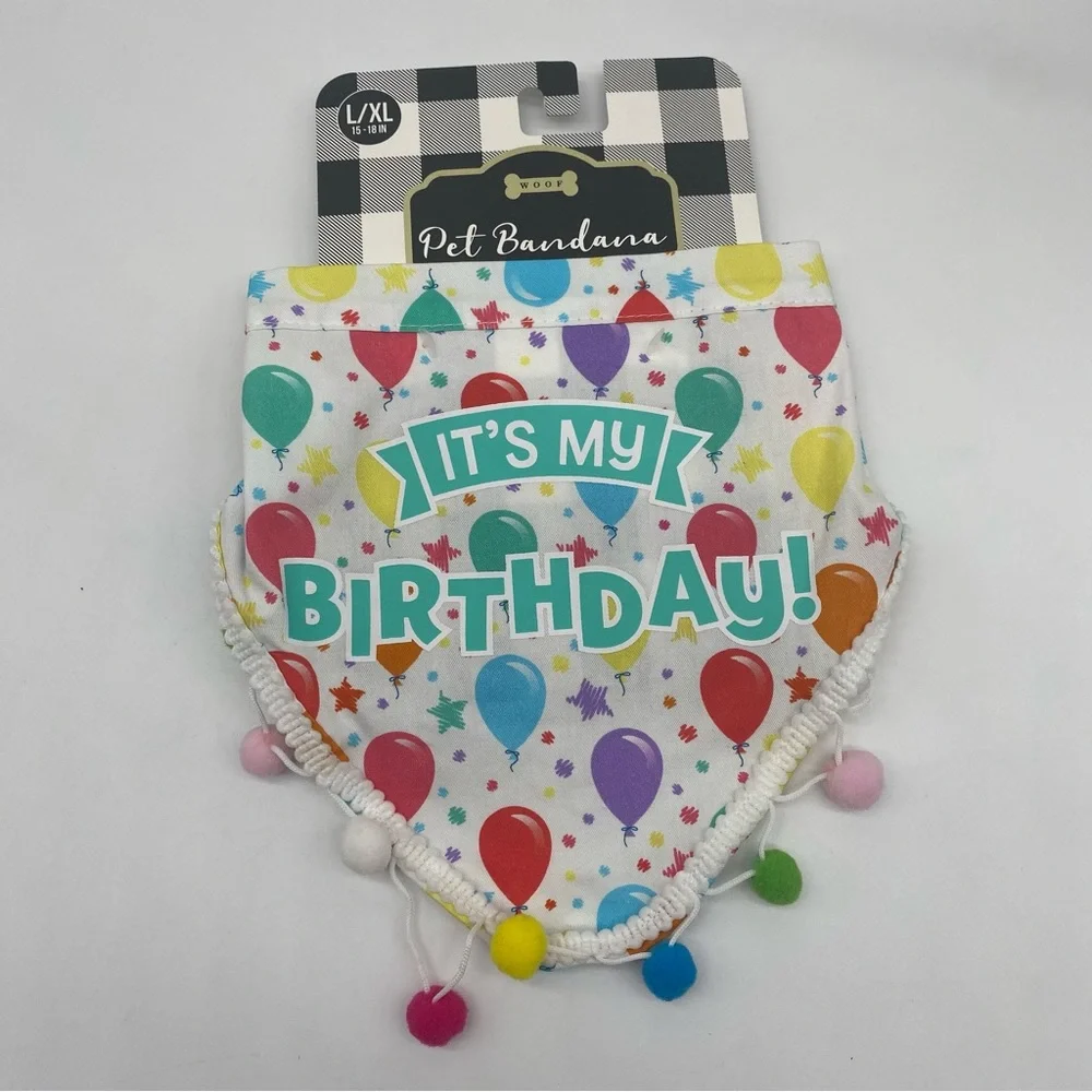 Woof it’s my Birthday Bandana For Pets size L/XL or 15 to 18 inches NEW